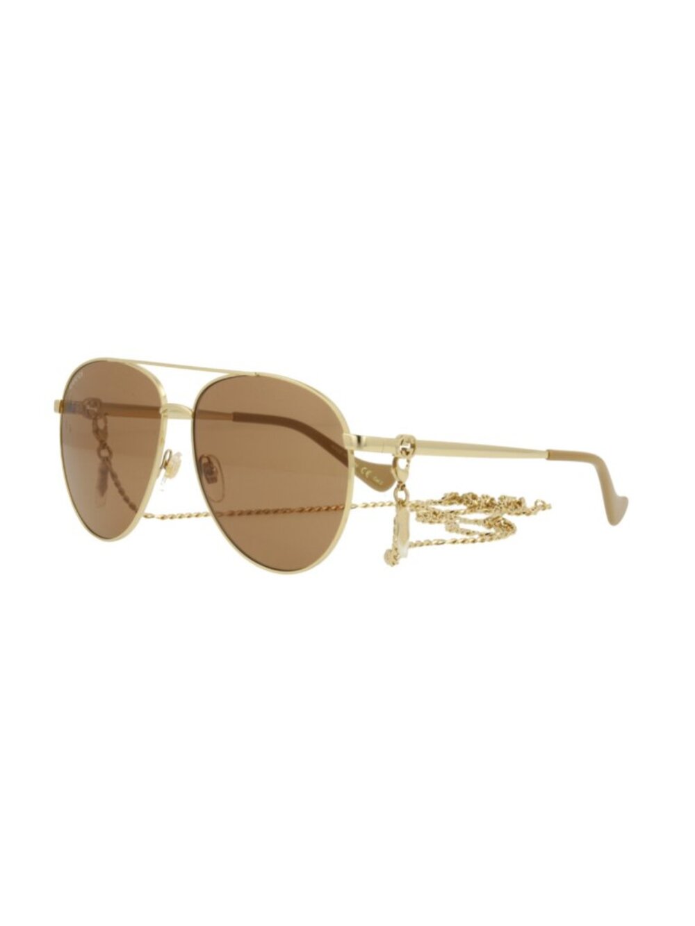 Gucci GG1088S Women's Aviator Sunglasses Gold Brown Lens GG1088S 004 61